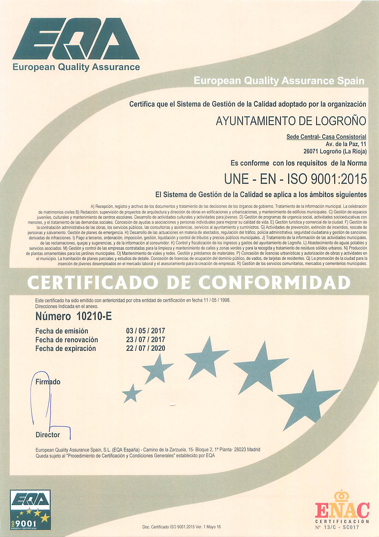 certificado de calidad original pagina 1